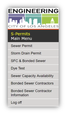 S-Permit Main Menu