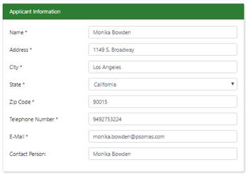 Applicant Information Fields