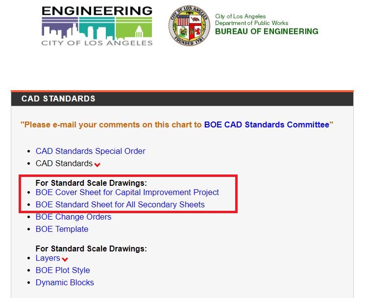 BOE CAD Standards for Scale Drawings Graphic