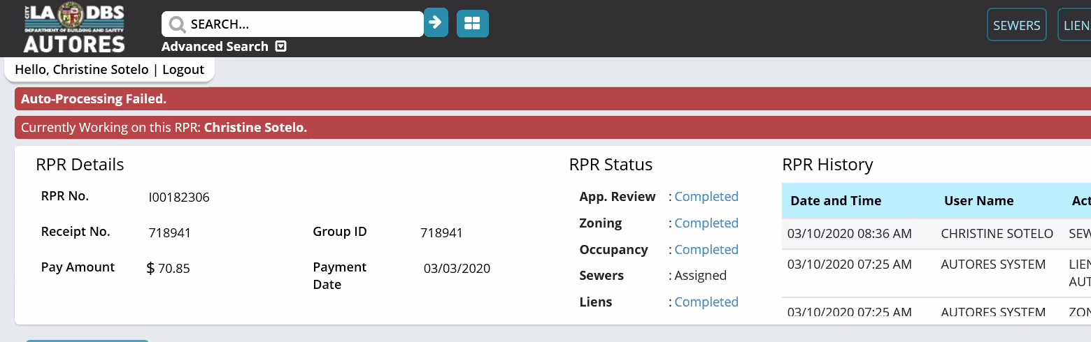 LADBS Autores After RPR Selection Screen