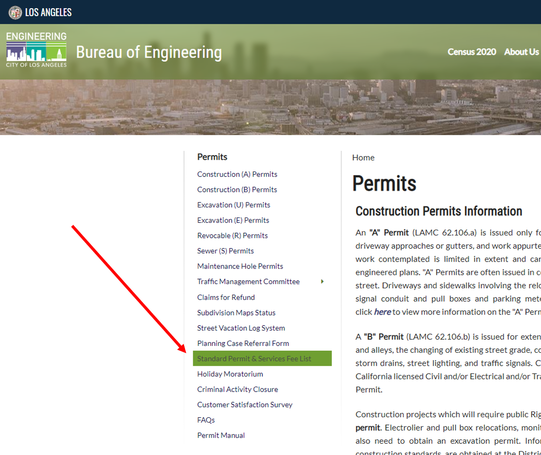 Link of Standard Fee List on BOE Site