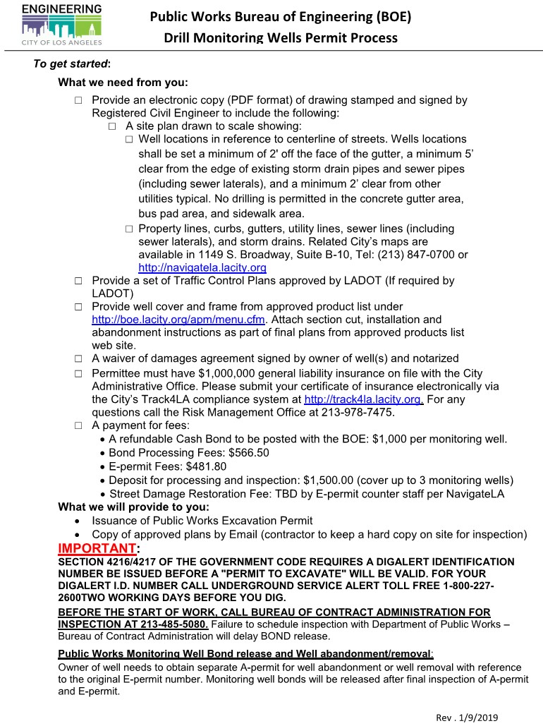 Monitoring Well Checklist