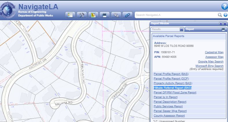 Navigate LA Screen Shot for Hillside Referral Form