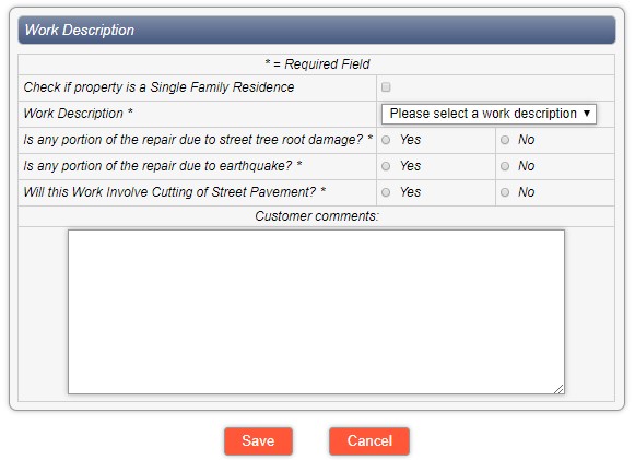 Screen shot of a online work description screen