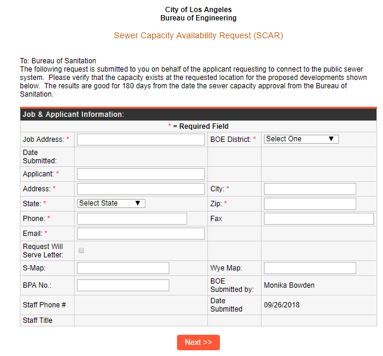 Sewer Capacity Availability Request (SCAR) Sewer Capacity Availability Request (SCAR)