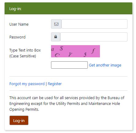 Creating a B-Permit Account Screen Shot