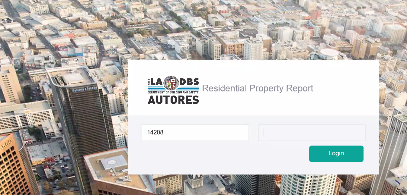 LADBS Autores Welcome Screen