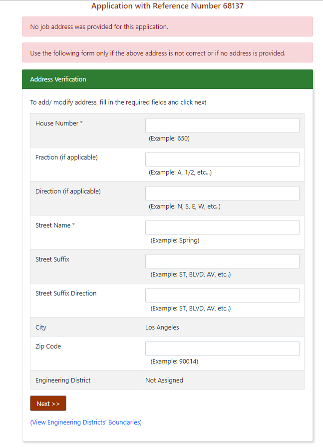 Public Storm Drain Application Bonded Sewer Contractor Address Screen