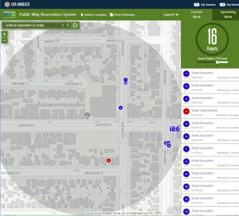 Public Way Reservation System Screenshot