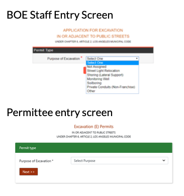 BOE Staff Entry Screen & Permittee Entry Screen BOE Staff Entry Screen & Permittee Entry Screen