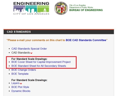 BOE CAD Standards for Scale Drawings Graphic